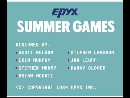 Title Screen of Summer Games for Commodore 64